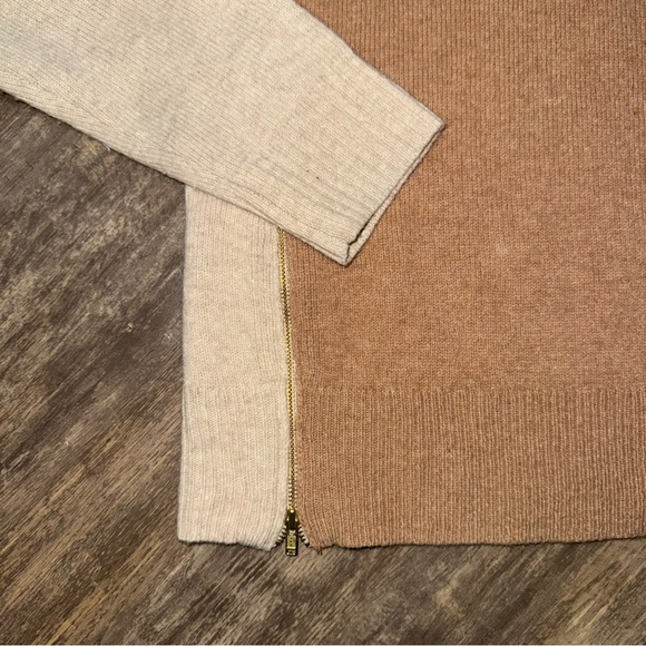 J. Crew Wool Tan and Brown Crewneck Sweater - Picture 3 of 5